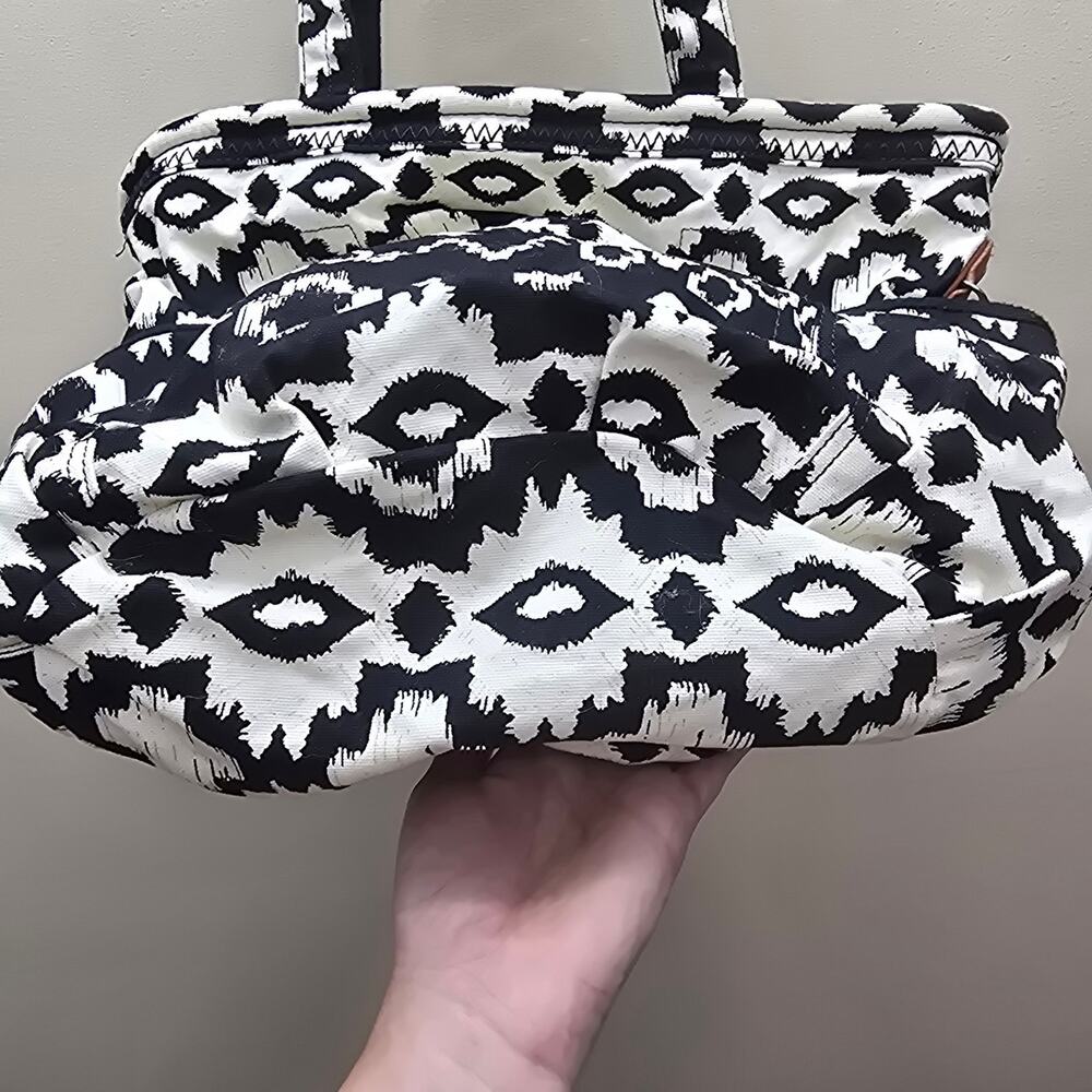Thirty-One Retro Metro Aztec Print Canvas Tote Bag Bohemian Boho White Black - Picture 5 of 14